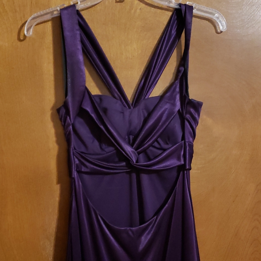 Long satin dress purple size 7 - Picture 6 of 8